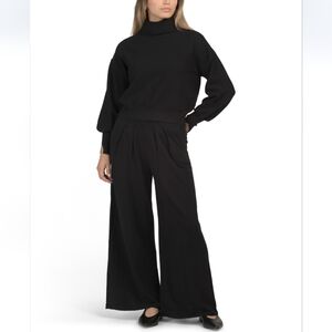 SIONI Women's Black Turtle Neck Sweater And Pants Set